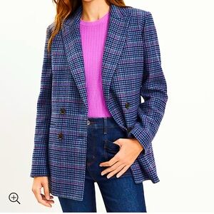 NWT LOFT Size 2 Petite Houndstooth Structured Double
Breasted Blazer